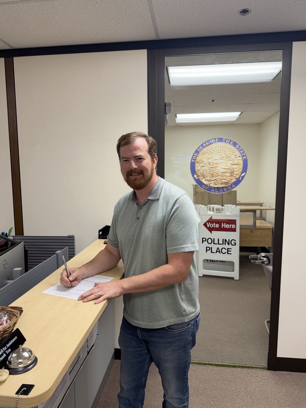 Seth Church at an Alaska polling place